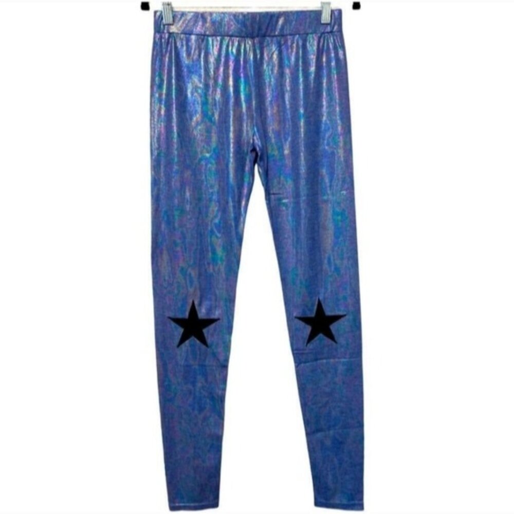 English Rose Star Irredescent Shimmer Leggings Size Medium New Cosplay Stretch